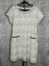 Talbots Jacquard Crewneck Dress Cherry Blossom Floral White Black Size [X]