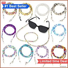 Beaded Eyeglass Chains for Women 12 Pack Handmade Acrylic Glasses Holder Neck