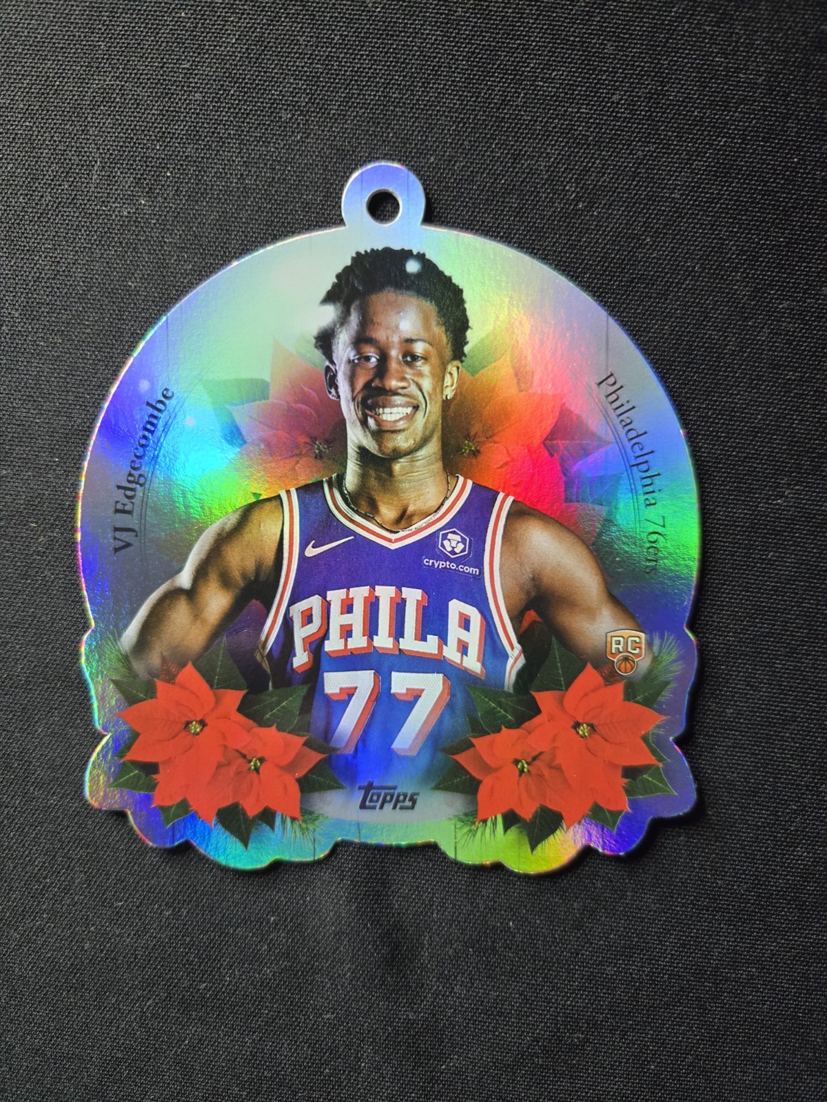 2025-26 Topps Holiday Basketball VJ Edgecombe RC Die-Cut Ornament #DCO-VE