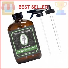 Peppermint Essential Oil 4 oz. with Huge Glass Bottle, Glass Dropper, and Spraye