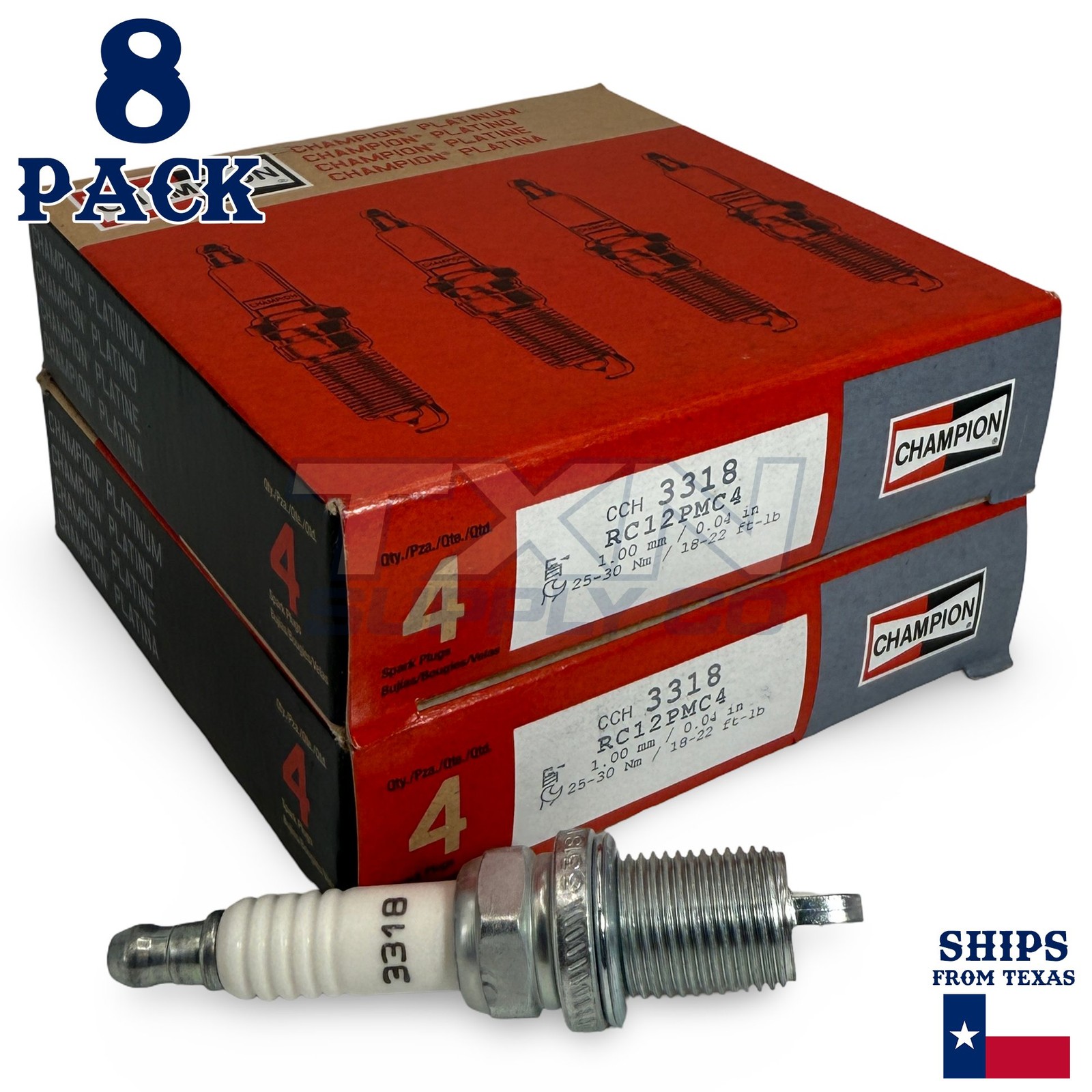 Champion 3318 Platinum Spark Plugs RC12PMC4 - 8 Pack