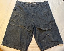 Paco Jeans Calf Cargo Jean Shorts Mens 38 Dark Wash Carpenter Y2K Baggy