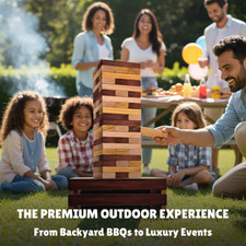 Giant Wooden Tower Stacking Game   Weather Resistant, 60 Jumbo Blocks  Storage