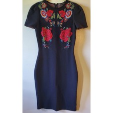 ALEXANDER MCQUEEN Puffed Short-Sleeve Placement Jacquard Sheath Dress Size S