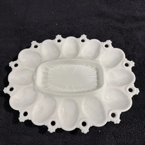 Vintage Fostoria Randolph Milk Glass Deviled Eggs Platter