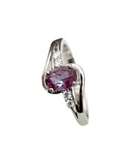 R0189 5x7mm Color Canging Lab-Made Alexandrite Sterling Silver Modern ring