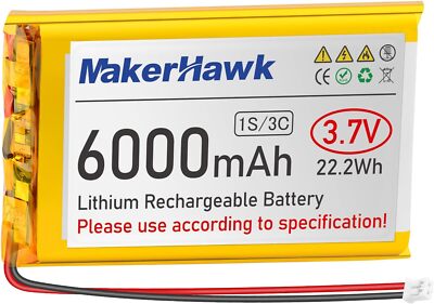3,7 V 6000 mAh LiPo-Akku, wiederaufladbar, 1S 3C 106090 Lithium-Polymer-Akku