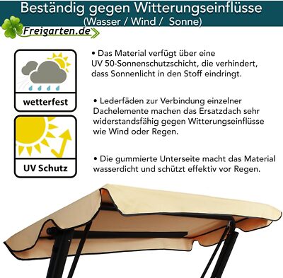 Sonnendach für Hollywoodschaukel Dachplane für Garten-Schaukel Ersatzdach