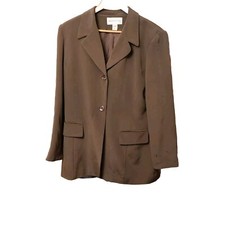 Jones New York Jacket Silk Women's Size Uk 16 Us 12 Green Lined Blazer