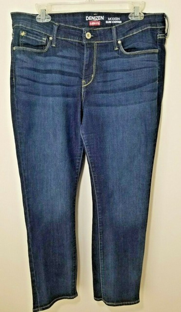 Denizen From Levis Women's Distressed Dark Wash Modern Slim Cuffed Size 14 Jeans | eBay