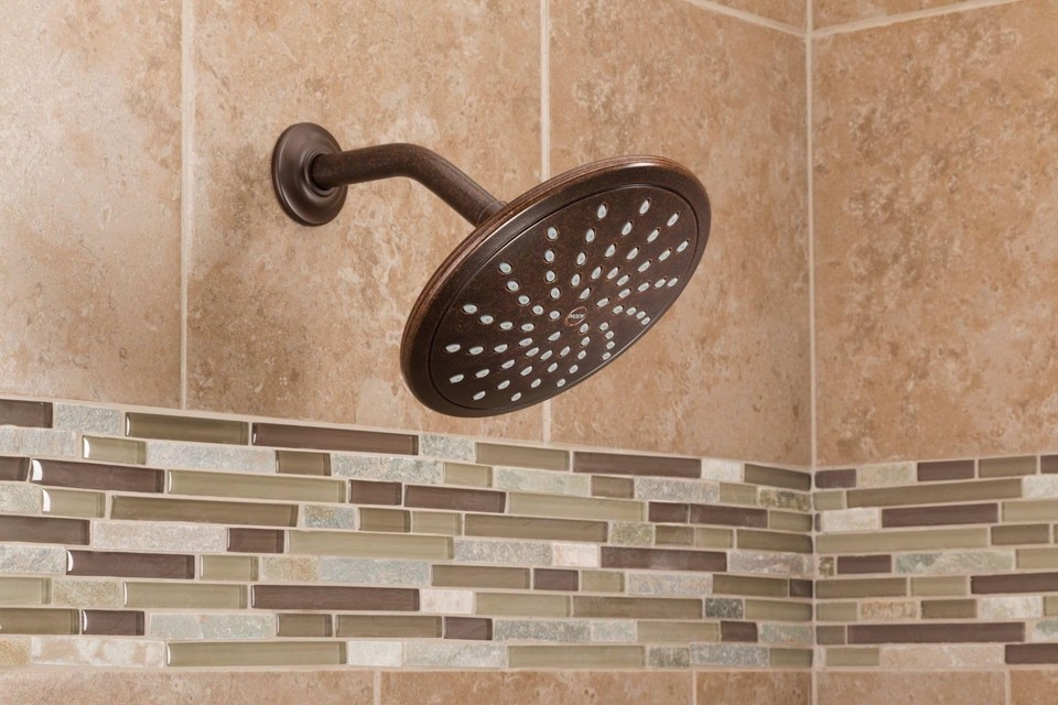 Moen Oil Rubbed Bronze Bathroom Rain Showerhead, 8inch Wide Fixed