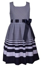 Bonnie Jean Little Big Girls 4-16 Striped Nautical Special Occasion Navy Dress
