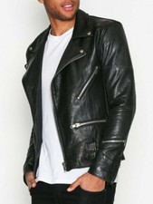 Men's Black Leather Jacket Genuine Soft Lambskin Slim Fit Biker Jacket