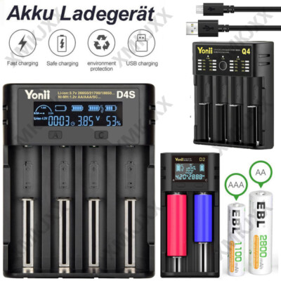 2-4 Slots LCD Akku Ladegerät USB Charger für Lithium Batterieladegerät A AA AAA