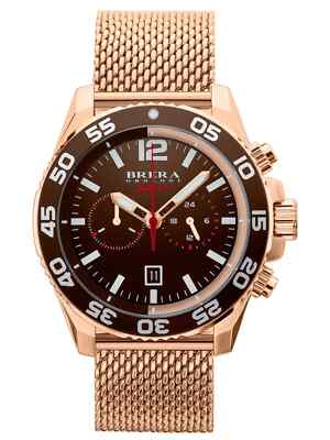 NEW Brera Orologi MISTRAL Mens Rose-Gold Chronograph Watch BRSPMIC4402-SS-MIL