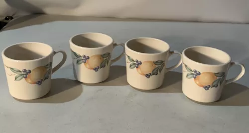 Vintage Corelle Abundance Pattern Coffee Mugs Set Of 4 Corning