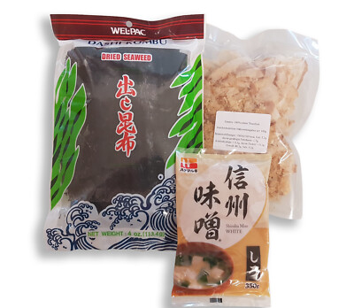 Dashi Kombu Algen Katsuobushi Bonito Flocken Shiro White Misopaste Aka Red Miso