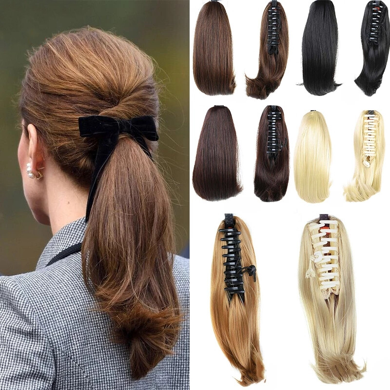 Synthetic Short Straight Ponytail Claw Clip in Hair  display picture 3