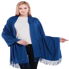 Royal Blue Thick Solid Color Cotton Blend Shawl Scarf Pashmina CJ Apparel *NEW*