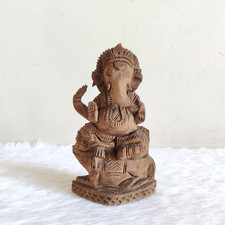 Antik Handgefertigt Lord Ganesha Ganesh Figur Statue Holz Alt Sammlerst&uuml;ck WD571