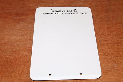 Remove Baffle When OAT Exceeds 70F PANEL
