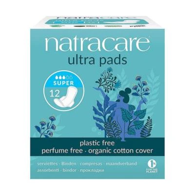 💚 2 x Natracare Bio Baumwolle Ultra Pads 12 Super Flow