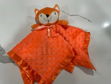 Orange Baby Fox Lovey Security Blanket Minky Dot Plush 15" X 15"