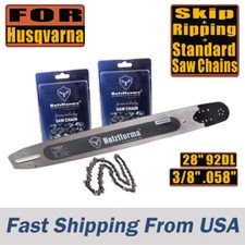 28inch" 3/8 .058 92DL Guide Bar Skip Ripping Saw Chain For Husqvarna Chainsaws