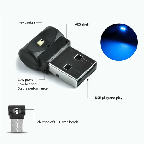 1x USB LED Car Neon Atmosphere Ambient Light Bulb Mini Lamp Interior Accessories - Bild 15 von 15
