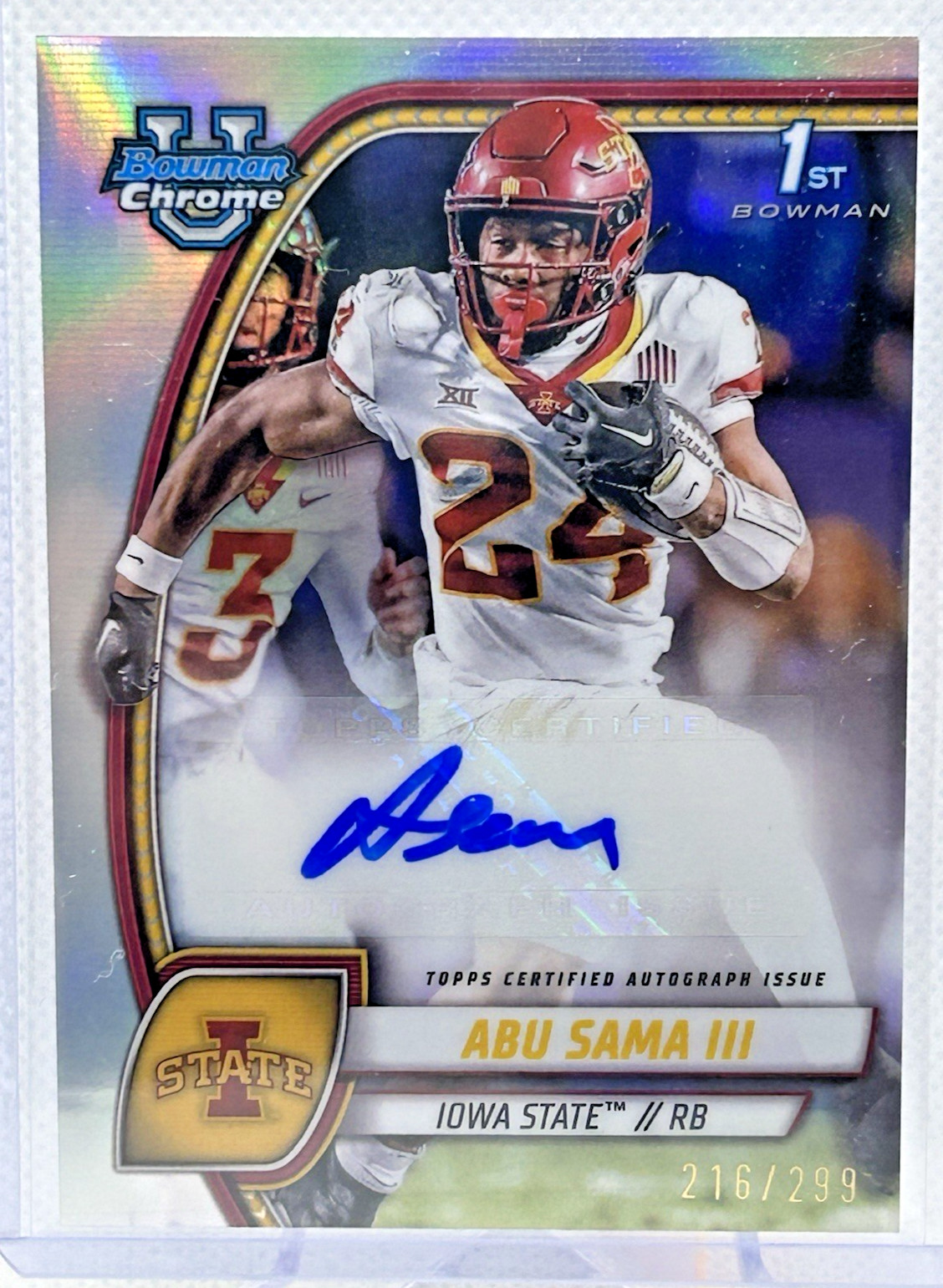 2024 Bowman Chrome U 1st Bowman Refractor Abu Sama III Auto /299 Iowa State