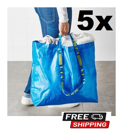 5X IKEA FRAKTA Medium Bag Grocery Laundry Shopping Storage Tote FREE  SHIPPING