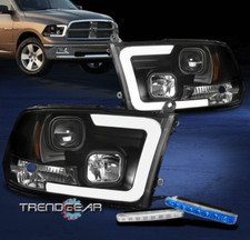 For 2010-2018 Dodge Ram Led Switchback Projector Black Headlights Wblue Drl Kit
