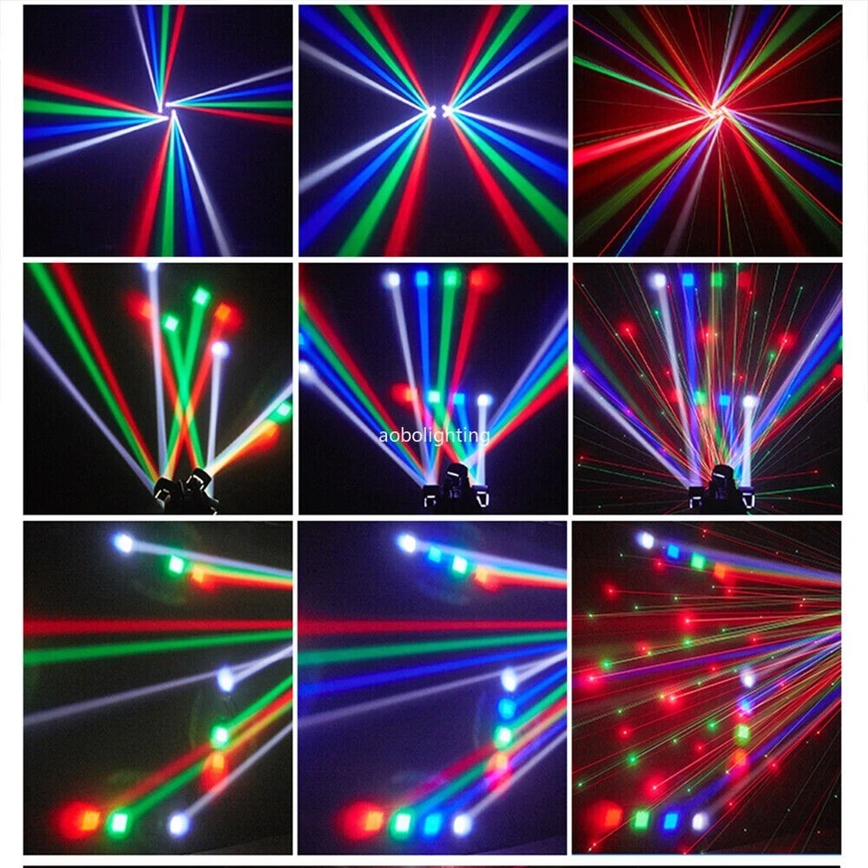 Remote New DJ LED Beam Stage Disco Party Show Light Four Arms LED Laser Lighting - Image 2 of 4