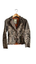 Paparazzi By Biz Jacket Embroidered, Fringed And Studded Plaid Size S
