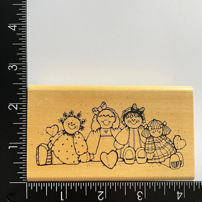 DJ Inkers DJs Dolls Q05 Rag Dolls Hats Dresses Wood Mounted Rubber Stamp