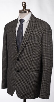 NWT KITON Kired Gray Check Wool Notch Lapel Sport Coat 42 R (EU 52) Drop 8