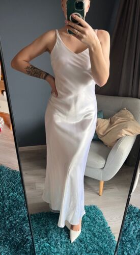 Vintage Zum Zum langes Satin Brautkleid in weiß Gr. S Made in USA - Bild 5 von 17