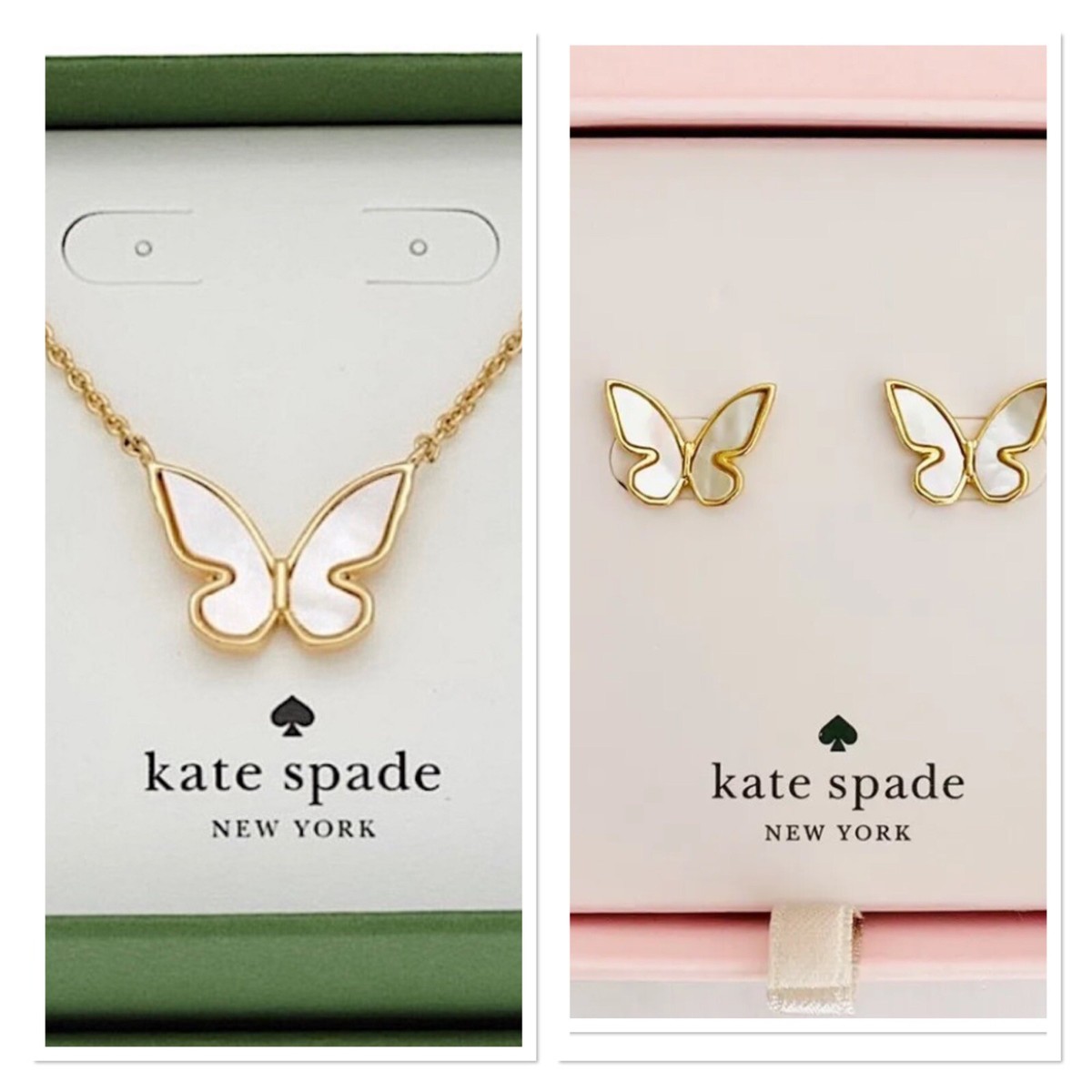 Kate Spade クリスタル装飾のフープ KATE SPADE NY All Flutter Mother of Pearl Butterfly Necklace