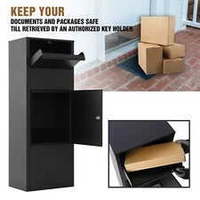 15.5" x 10.5" x 41.30"Black Lockable Large Package Delivery Parcel Mail Drop Box