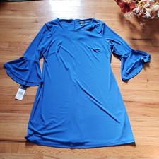 Chaps 3/4 Bell Sleeve Angle Sleeve Dress SZ 16 CHAPS Back Zipper Knee Length