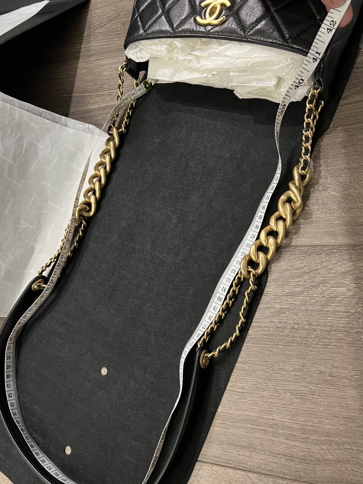 Chanel Hobo Bag Shoulder / Crossbody Black Lamb Skin… Gem