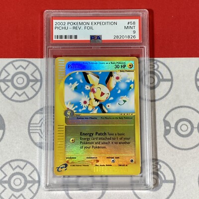 PSA 9 Pichu 58/165 Reverse Holo 2002 Pokemon Expedition 28201826