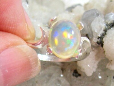 Ethiopian Opal Cabochon Cut Gemstone Handmade 925 Sterling Silver Statement Ring