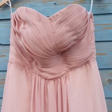 Ladies Maxi Dress Peach Chiffon Evening Wedding Bridesmaid Formal Party Prom XS