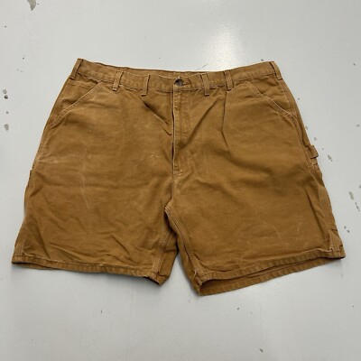 Vintage Carhartt B25 BRN Tan Duck Canvas Utility Carpenter Shorts Mens Size  44