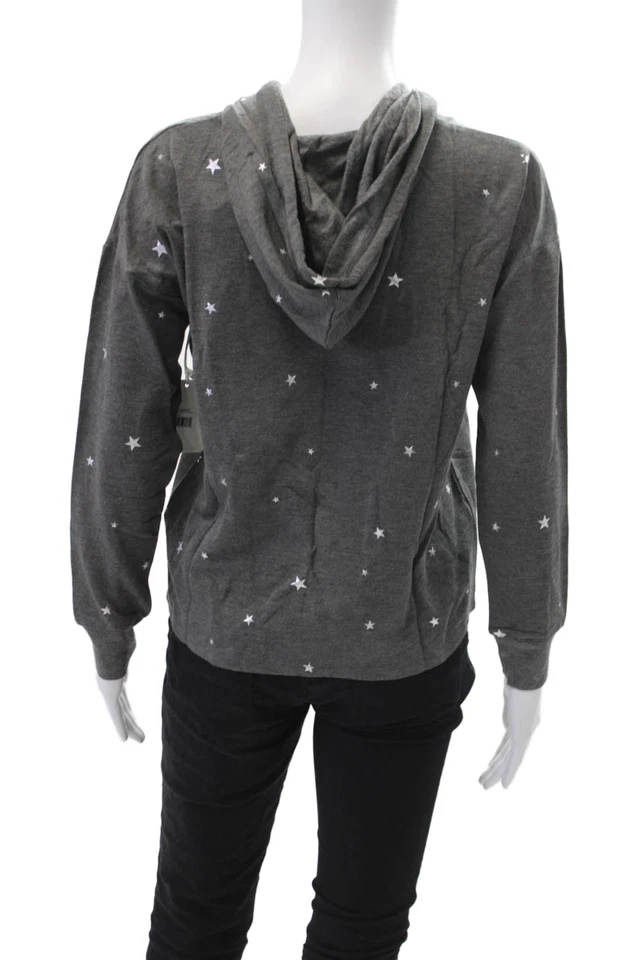 Sudadera para mujer PJ Salvage con capucha manga larga estampado de estrellas gris talla XS Foto 3 de 4