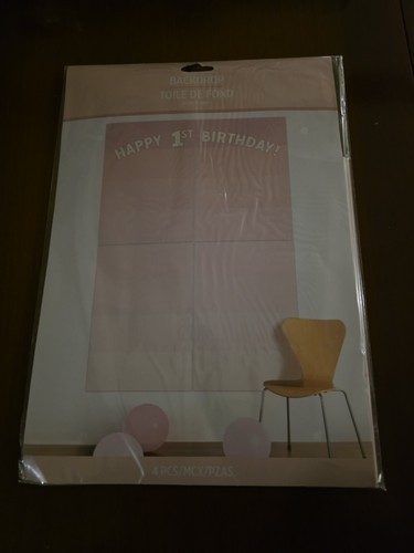 Happy 1st Birthday Pink Backdrop