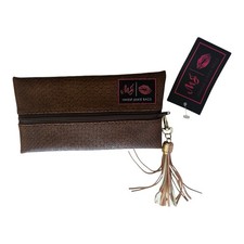 Makeup Junkie Bag- MJ-Mini-Chocolate Cobra-8x4-Gold Tassel-New with tag