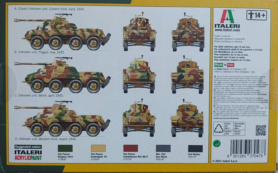 ✅ ITALERI 7047 - Scala 1 : 72 Sd. Kfz. 234/4 Seconda Guerra Mondiale - Immagine 3 di 4