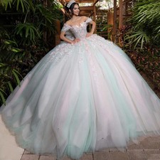 Attractive Ball Gown Quinceanera Dress Prom Gown for Girl Off the Shoulder Tulle